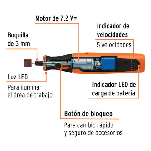 102271 - Herramienta rotativa inalámbrica 7.2V, TRUPER PRO