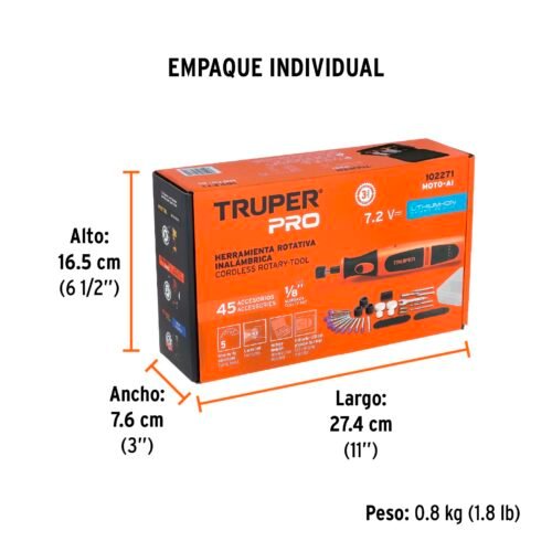 102271 - Herramienta rotativa inalámbrica 7.2V, TRUPER PRO