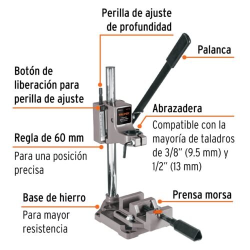 102272 - Soporte vertical para taladro 3/8"-1/2", Truper
