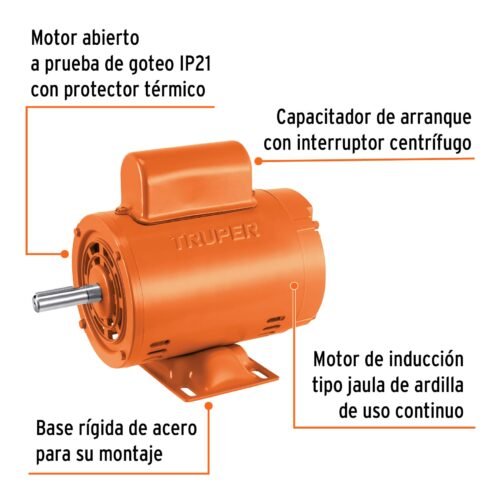102301.2 102301 - Motor eléctrico monofásico de 1/4 HP, baja velocidad, Truper