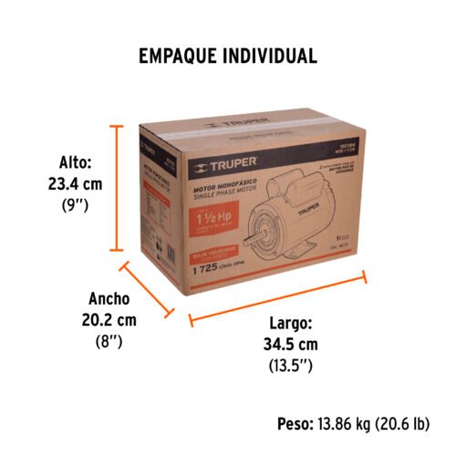 102306 - Motor eléctrico monofásico de 1 1/2 HP, baja velocidad