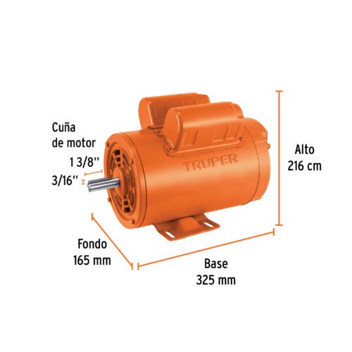 102307 - Motor eléctrico monofásico de 2 HP, baja velocidad, Truper