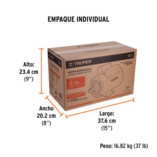 102307 - Motor eléctrico monofásico de 2 HP, baja velocidad, Truper