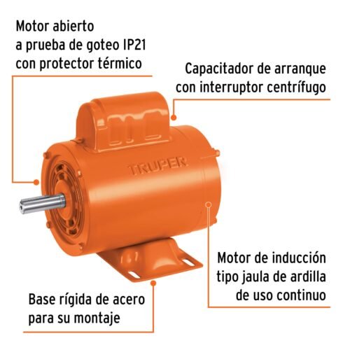 102308 - Motor eléctrico monofásico de 1/4 HP, alta velocidad, Truper