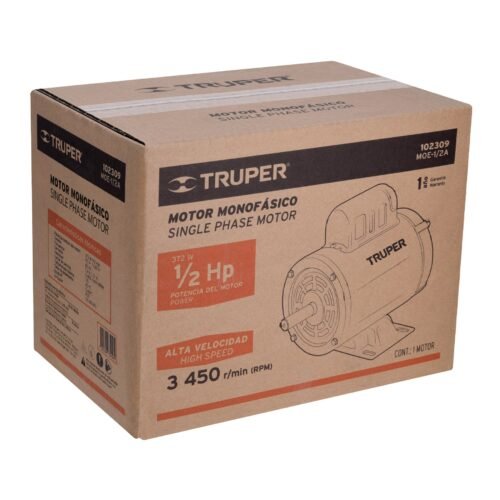 102309 - Motor eléctrico monofásico de 1/2 HP, alta velocidad, Truper