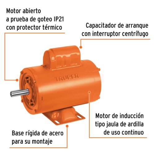 102310.2 102310 - Motor eléctrico monofásico de 3/4 HP, alta velocidad, Truper