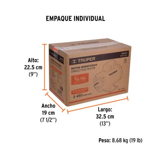 102310.3 102310 - Motor eléctrico monofásico de 3/4 HP, alta velocidad, Truper