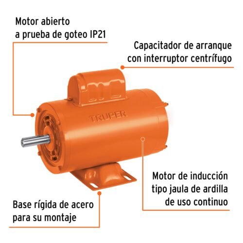102311.2 102311 - Motor eléctrico monofásico de 1 HP, alta velocidad, Truper
