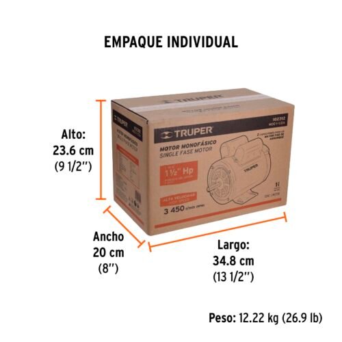 102312.3 102312 - Motor eléctrico monofásico de 1 1/2 HP, alta velocidad