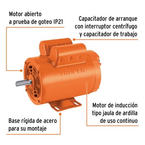 102313.2 102313 - Motor eléctrico monofásico de 2 HP, alta velocidad, Truper