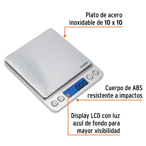 102316 - Báscula electrónica de precisión, de bolsillo, 500 g, Truper