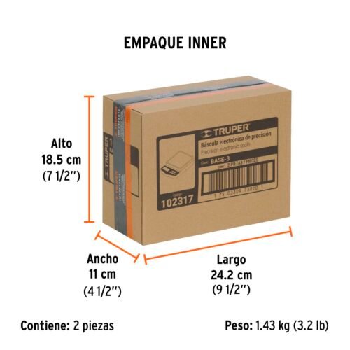 102317 - Báscula electrónica de precisión, recargable, 3 kg, Truper