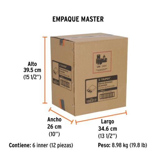 102317 - Báscula electrónica de precisión, recargable, 3 kg, Truper