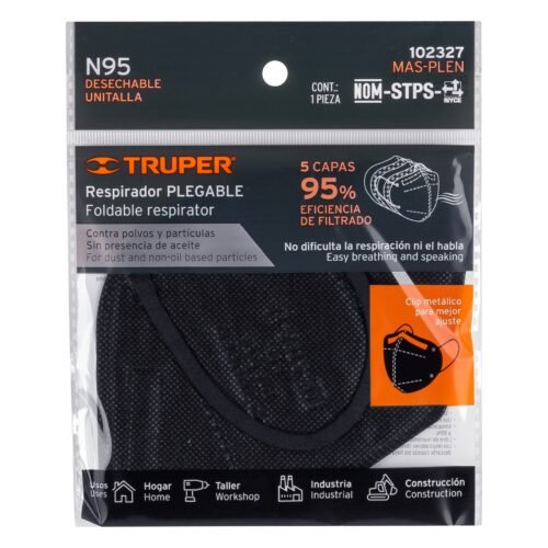 102327 - Respirador plegable N95 negro para polvos y partículas