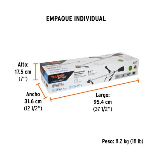 102338 - Desbrozadora inalámbrica 40V, sin carbones, TRUPER MAX