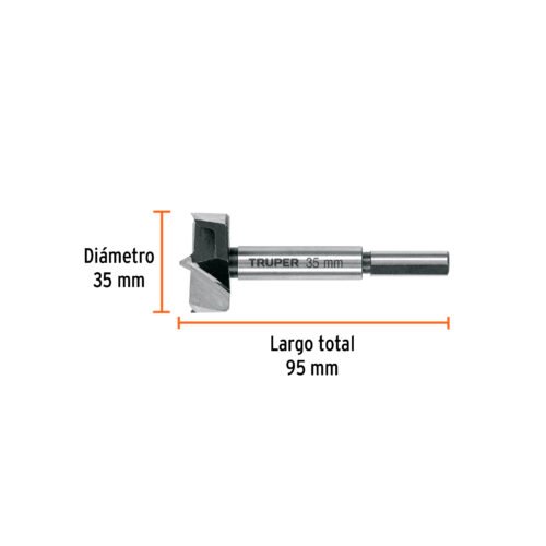 102372 - Broca forstner 35 mm para madera, TRUPER