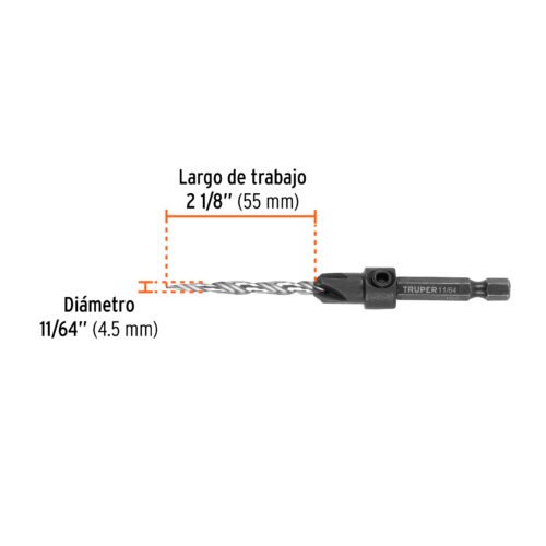 102376.2 102376 - Broca avellanadora #8 para madera, 11/64", TRUPER
