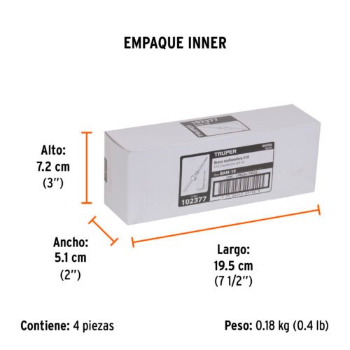 102377.4 102377 - Broca avellanadora #10 para madera, 3/16", TRUPER