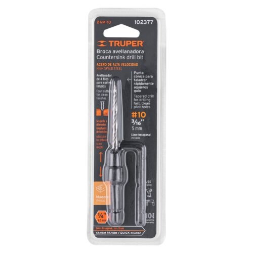 102377.6 102377 - Broca avellanadora #10 para madera, 3/16", TRUPER