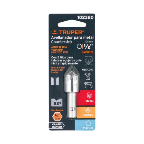 102380.3 102380 - Avellanador HSS cambio rápido 1/2", Truper