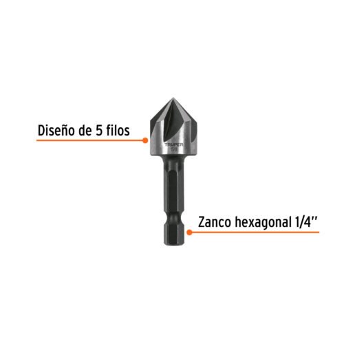 102381 - Avellanador HSS cambio rápido 5/8", Truper