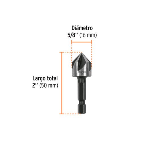 102381 - Avellanador HSS cambio rápido 5/8", Truper
