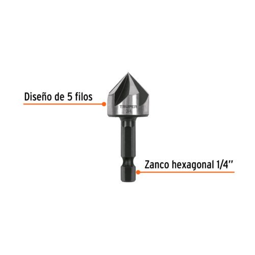 102382 - Avellanador HSS cambio rápido 3/4", Truper