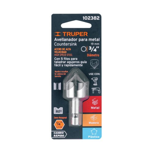 102382 - Avellanador HSS cambio rápido 3/4", Truper