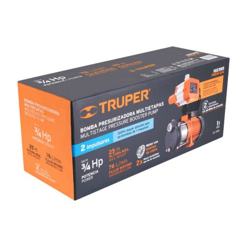 102385 - Bomba presurizadora multietapas 3/4 HP con control, Truper