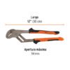102394 - Pinzas de extensión 12" mango Comfort Grip, Truper Expert