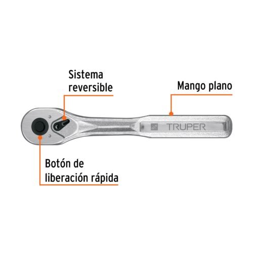 102400 - Matraca liberación rápida 72 dientes, cuadro 3/8", Truper