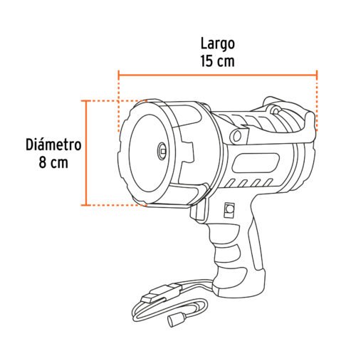 102404 - Linterna reflectora LED 900 lm, recargable, TRUPER