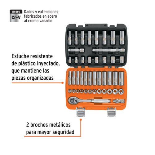 102410 - Juego de 45 herramientas cuadro 3/8" std y mm para mecánico