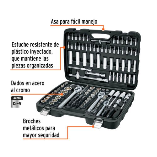 102411.1 102411 - Juego de 172 herramientas 1/4", 3/8" y 1/2" mm p/mecánico