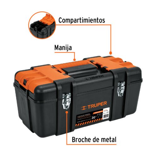 102435 - Caja para herramienta 20" c/compartimentos,broches metálicos
