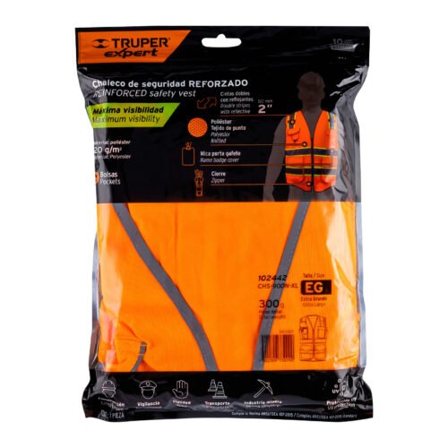 102442 - Chaleco de seguridad de alta visibilidad, naranja, XG,EXPERT