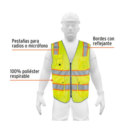 102443 - Chaleco de seguridad de alta visibilidad, verde, M, EXPERT