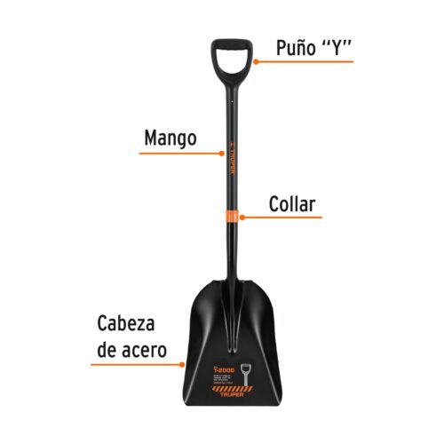 102459.1 102459 - Pala carbonera T-2000, puño "Y" mango fibra de vidrio Truper