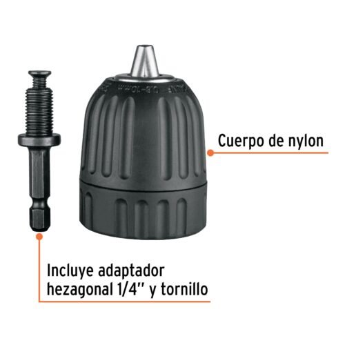 102474 - Broquero 3/8" sin llave y adaptador hexagonal 1/4", TRUPER