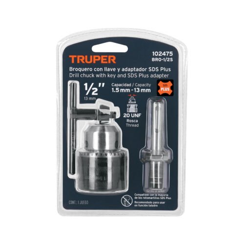 102475.2 102475 - Broquero 1/2" con llave y adaptador SDS Plus, TRUPER