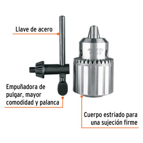 102476.1 102476 - Broquero 1/2" con llave, cuerpo estriado, TRUPER EXPERT
