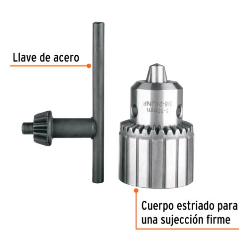 102477.1 102477 - Broquero 3/8" con llave, cuerpo estriado, TRUPER EXPERT
