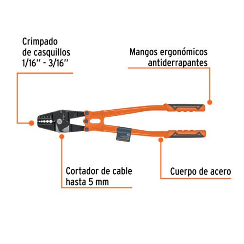 102487 - Suajadora 24" para casquillos con cortador de cable, Truper
