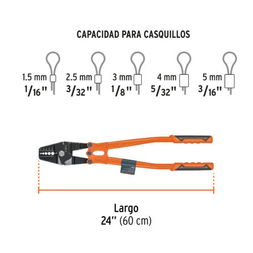 102487 - Suajadora 24" para casquillos con cortador de cable, Truper