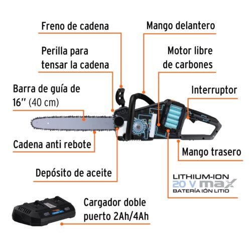 102491.1 102491 - Motosierra inalámbrica 40V, sin carbones, TRUPER MAX