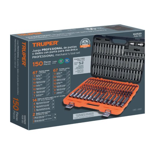 102520 - Jgo profesional de puntas y dados con punta p/mécanica 150pz