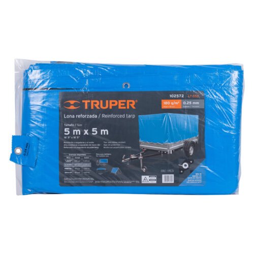 102572.2 102572 - Lona de polietileno reforzada 5 x 5 m, azul, 180g/m2, TRUPER