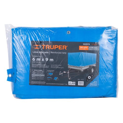 102575.2 102575 - Lona de polietileno reforzada 6 x 9 m, azul, 180g/m2, TRUPER