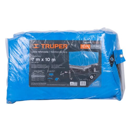 102576 - Lona de polietileno reforzada 7x10 m, azul, 180g/m2, TRUPER