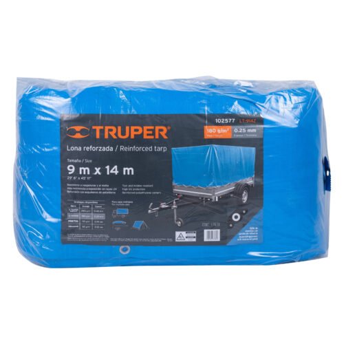 102577.2 102577 - Lona de polietileno reforzada 9x14 m, azul, 180g/m2, TRUPER
